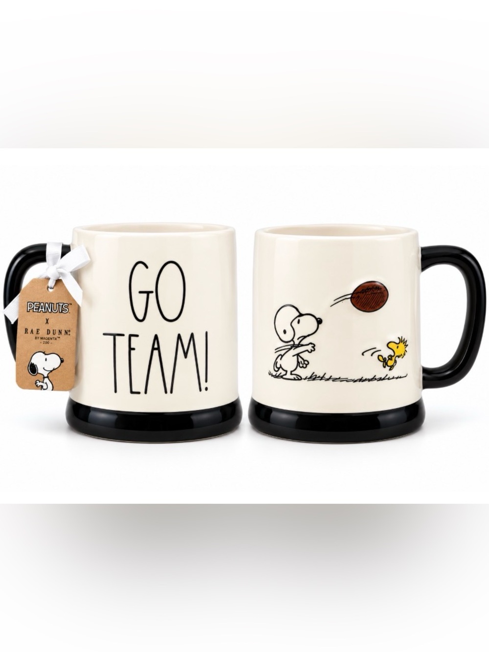 Rae Dunn x Peanuts Snoopy “Go Team” Football Ovetsized Mug NWT